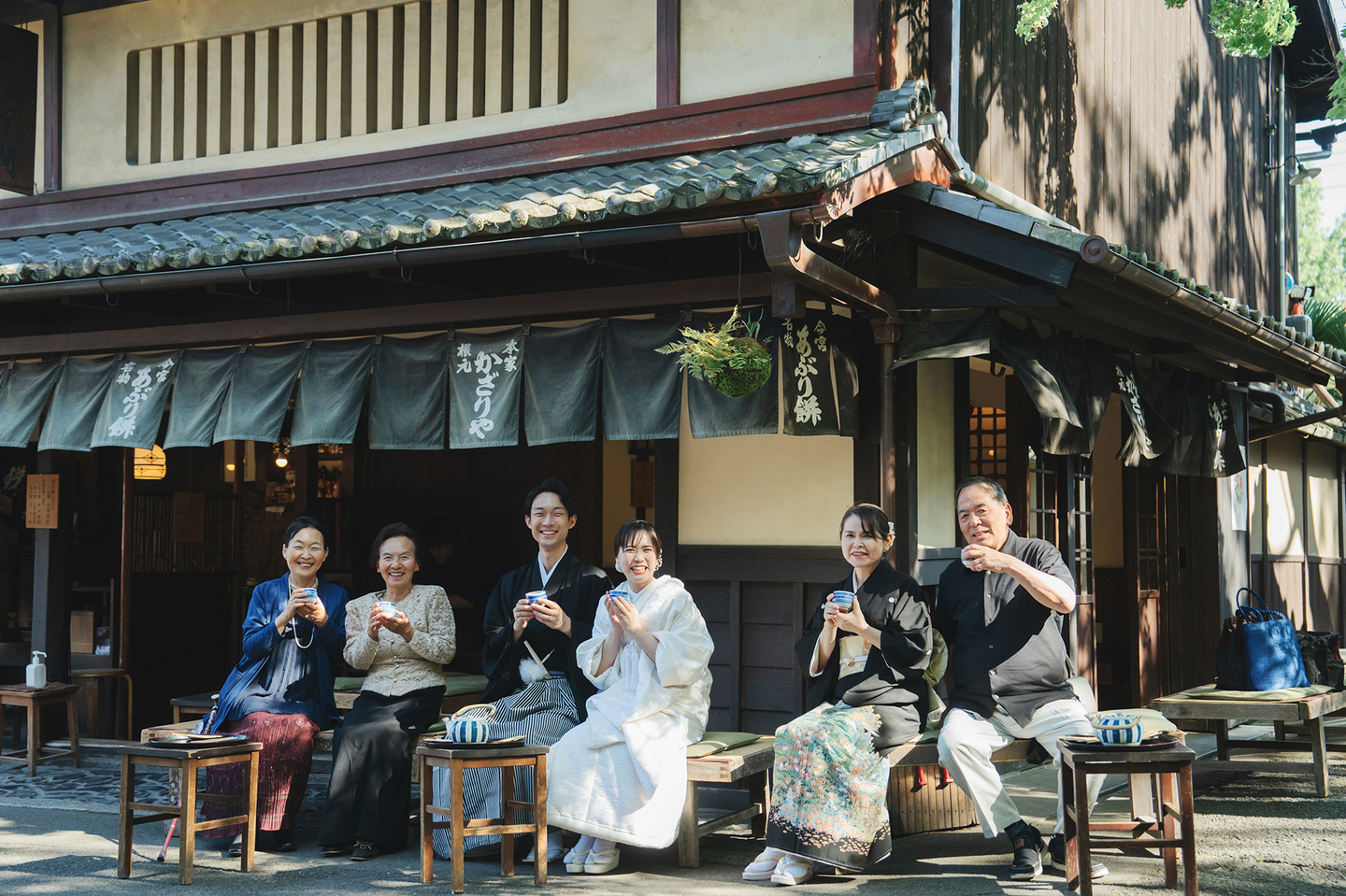 京都今宮神社かざりやあぶり餅 家族で婚礼写真