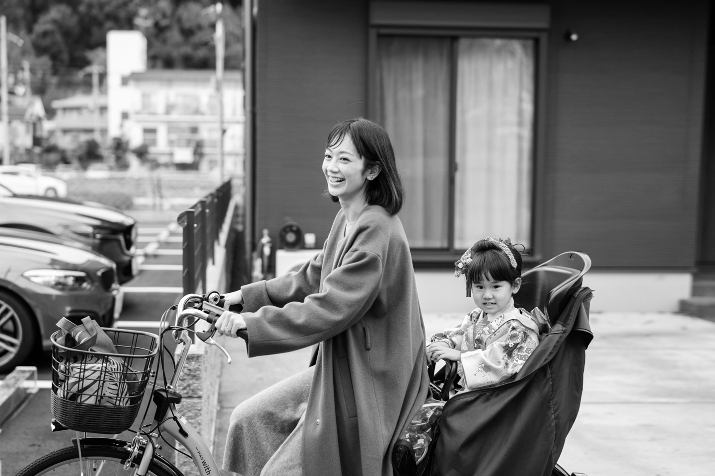 自転車に乗って七五三|京都市北区こども写真館