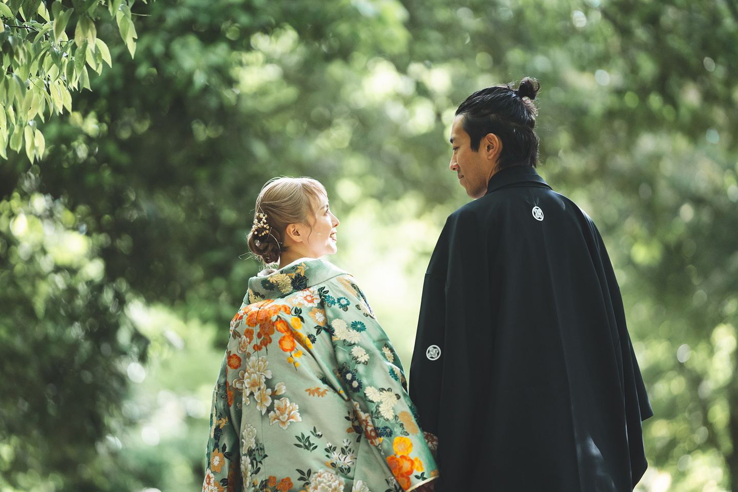 京都和装前撮り　色打掛　グリーン